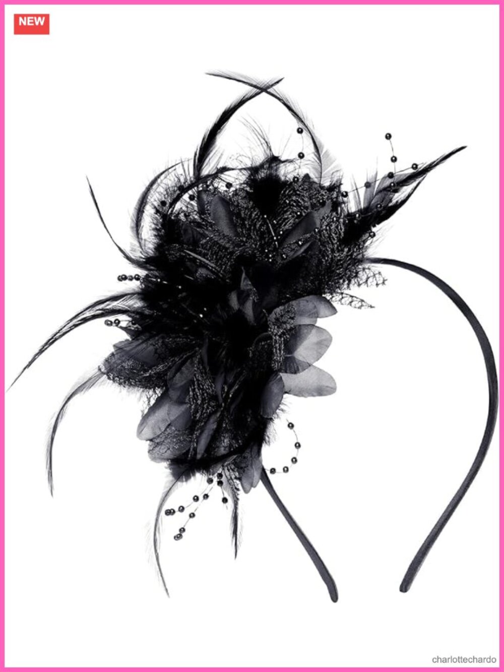 Women's Fascinator Hat Feather Pearl Flower Headband Tea Party Wedding